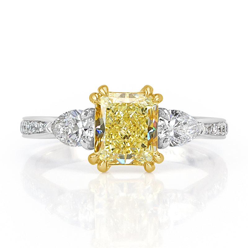 1.85ct Fancy Light Yellow Radiant Cut Diamond Engagement Ring