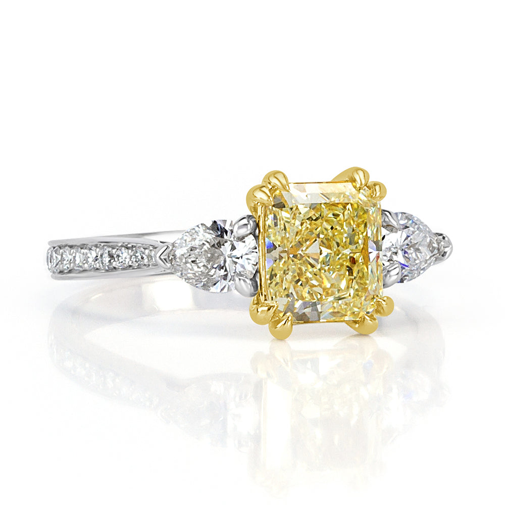 1.85ct Fancy Light Yellow Radiant Cut Diamond Engagement Ring