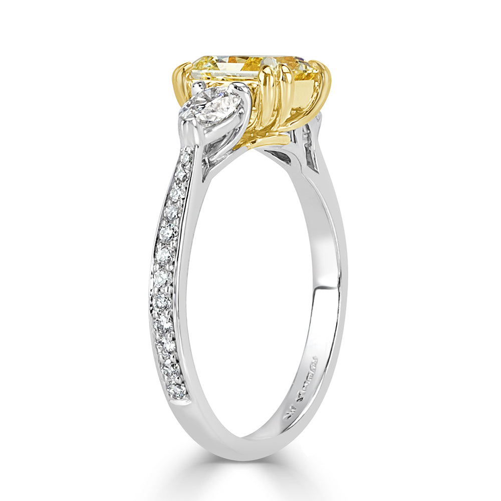 1.85ct Fancy Light Yellow Radiant Cut Diamond Engagement Ring