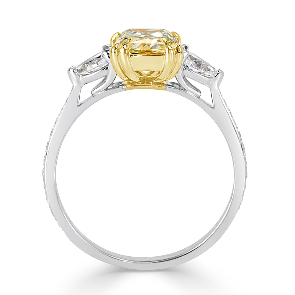 1.85ct Fancy Light Yellow Radiant Cut Diamond Engagement Ring