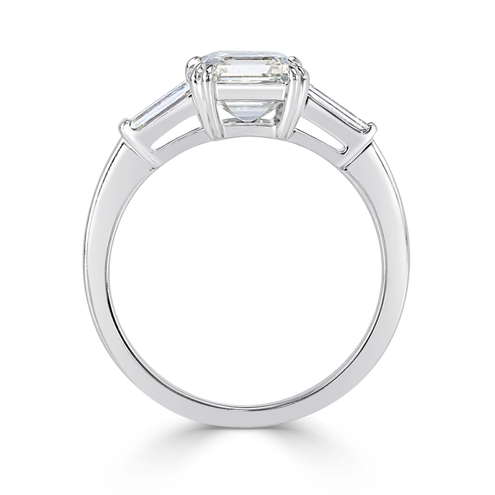 2.00ct Asscher Cut Diamond Three-Stone Diamond Ring