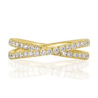0.85ct Round Brilliant Cut Diamond Crisscross Ring in 18K Yellow Gold