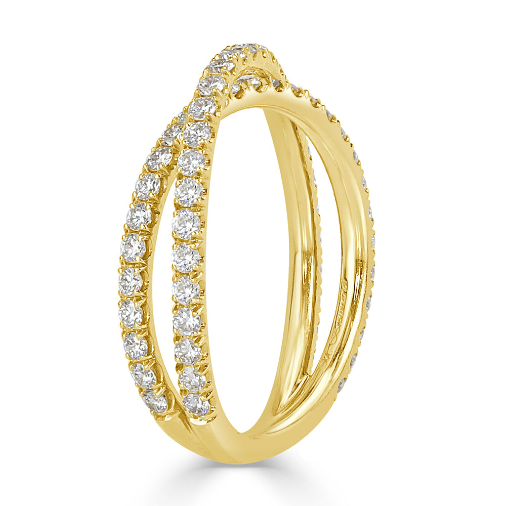 0.85ct Round Brilliant Cut Diamond Crisscross Ring