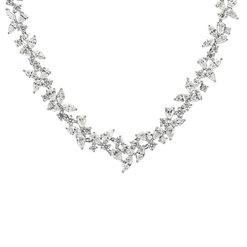 17.75ct Fancy Cluster Diamond Necklace in 18k White Gold in 17'