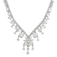 16.02ct Fancy Cluster Diamond Necklace in 18k White Gold in 17'