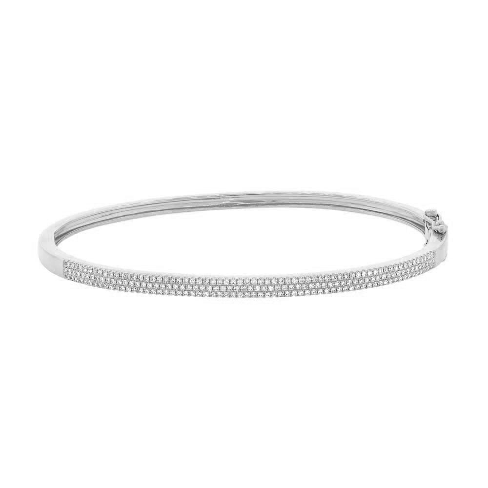 0.52ct Round Brilliant Cut Diamond Three-Row Pavé Bangle in 14k White Gold