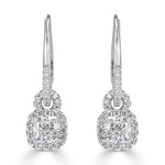 1.66ct Cushion Cut Diamond Dangle Earrings in Platinum