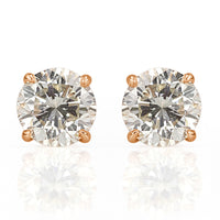 2.13ct Round Brilliant Cut Diamond Stud Earrings in 18k Rose Gold