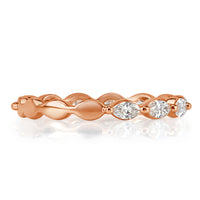 0.65ct Marquise Cut Diamond Wedding Band in 18k Rose Gold