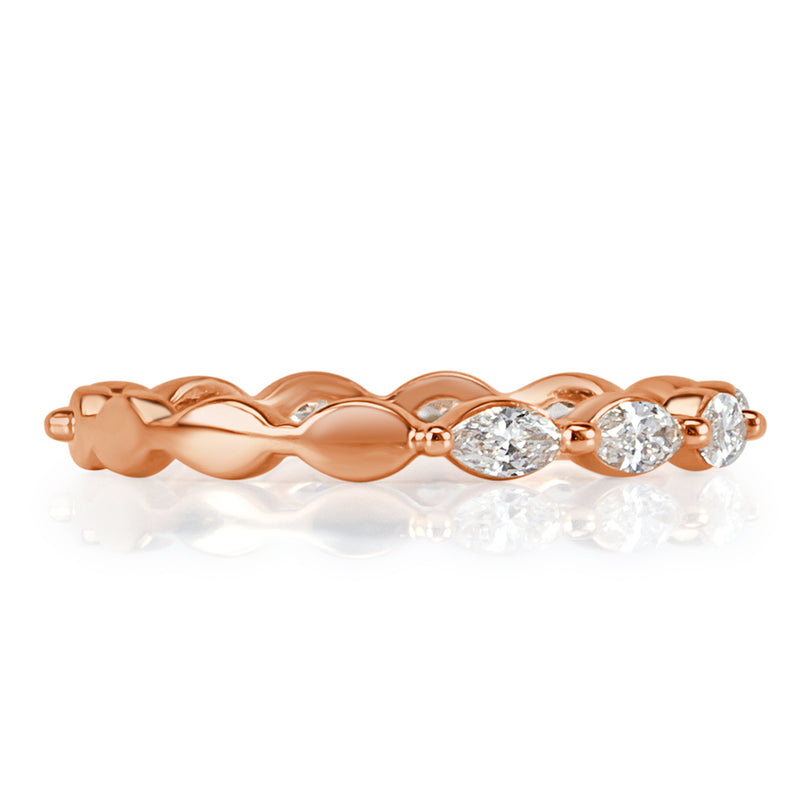 0.65ct Marquise Cut Diamond Wedding Band in 18k Rose Gold