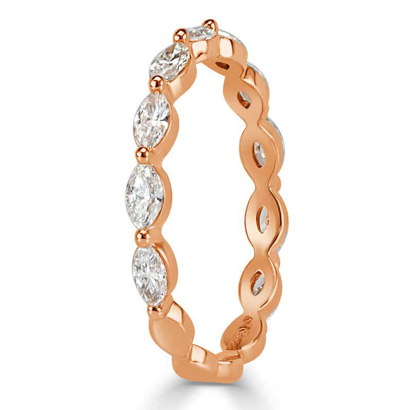 0.65ct Marquise Cut Diamond Wedding Band in 18k Rose Gold