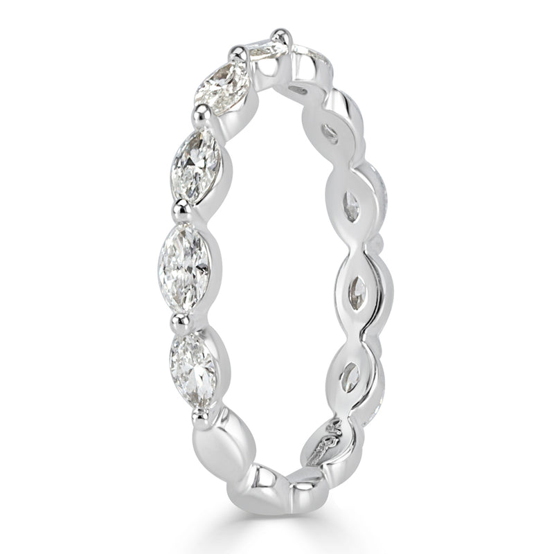 0.65ct Marquise Cut Diamond Wedding Band in 18k White Gold