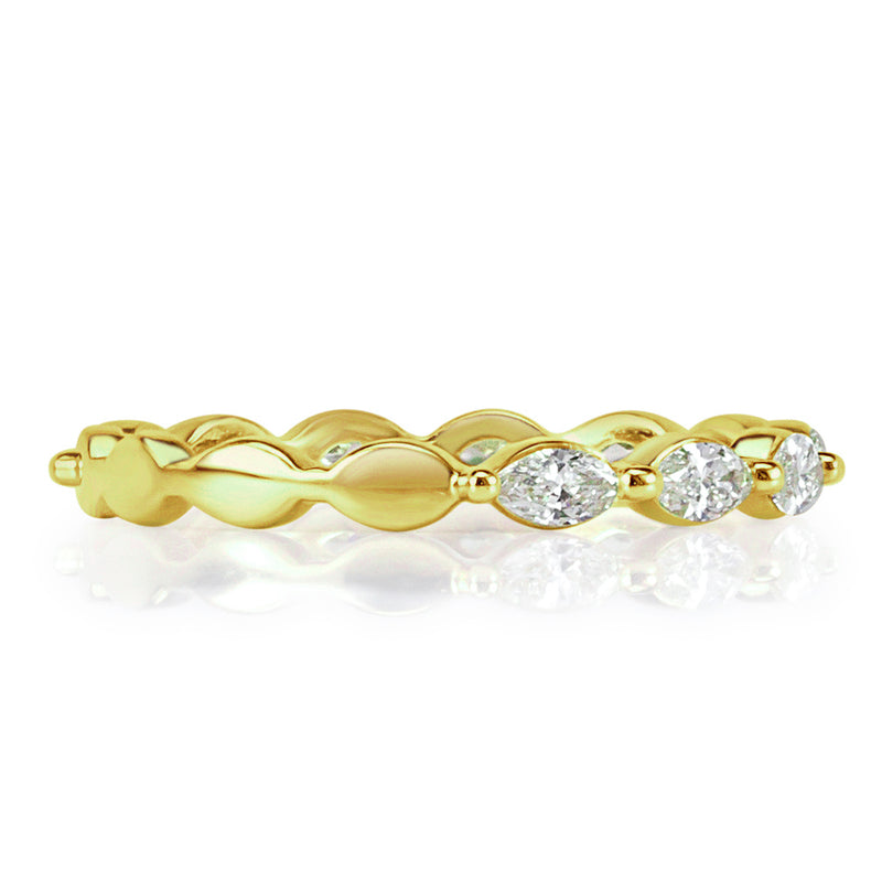 0.65ct Marquise Cut Diamond Wedding Band in 18k Yellow Gold