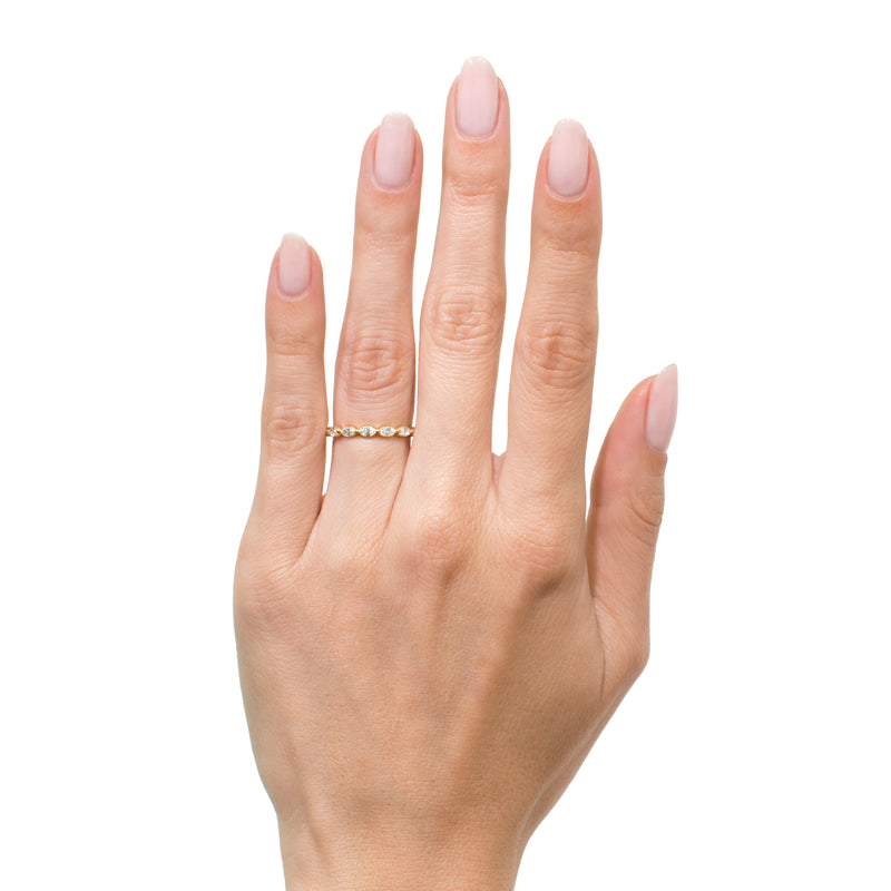 0.65ct Marquise Cut Diamond Wedding Band in 18k Yellow Gold