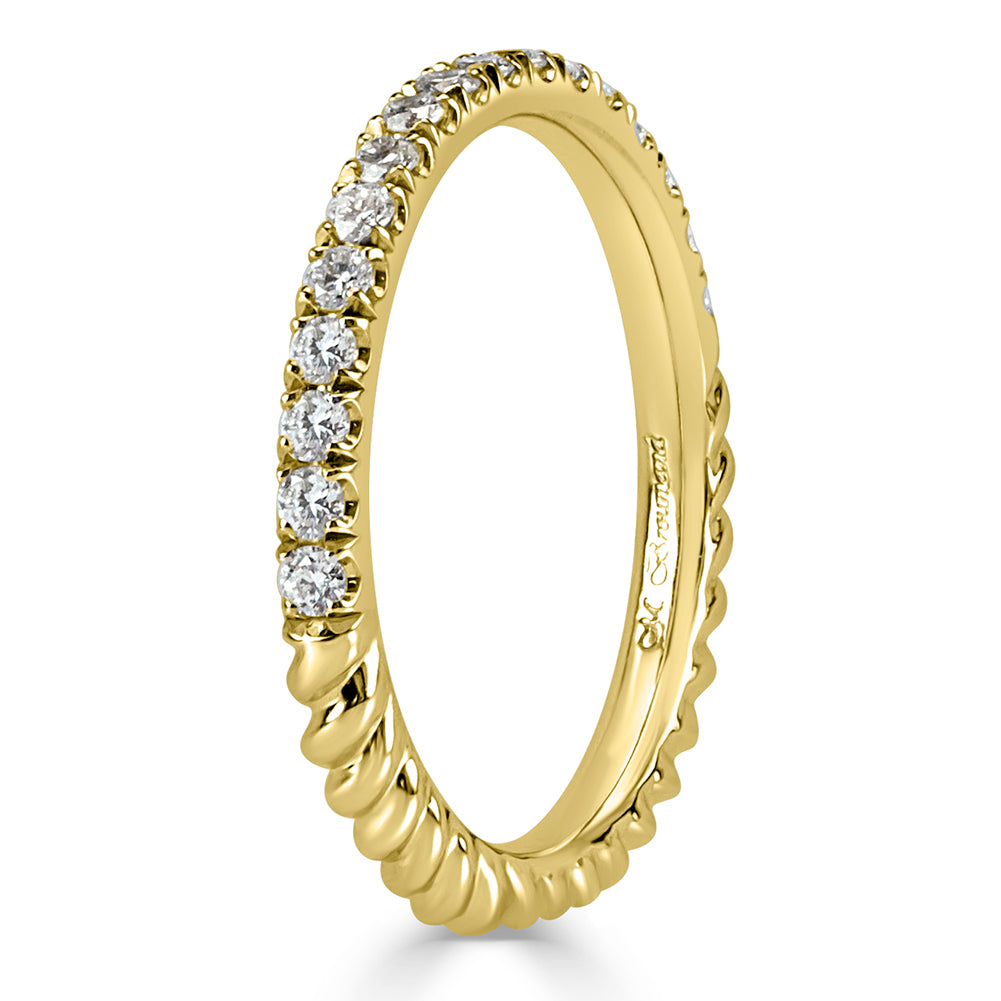 0.30ct Round Brilliant Cut Diamond Twisted Rope Wedding Band in 18k Yellow Gold