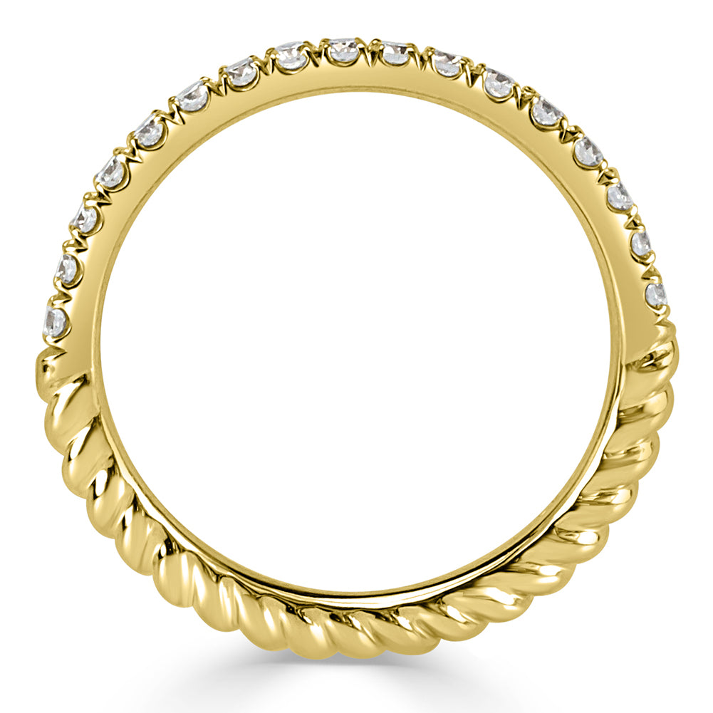 0.30ct Round Brilliant Cut Diamond Twisted Rope Wedding Band in 18k Yellow Gold