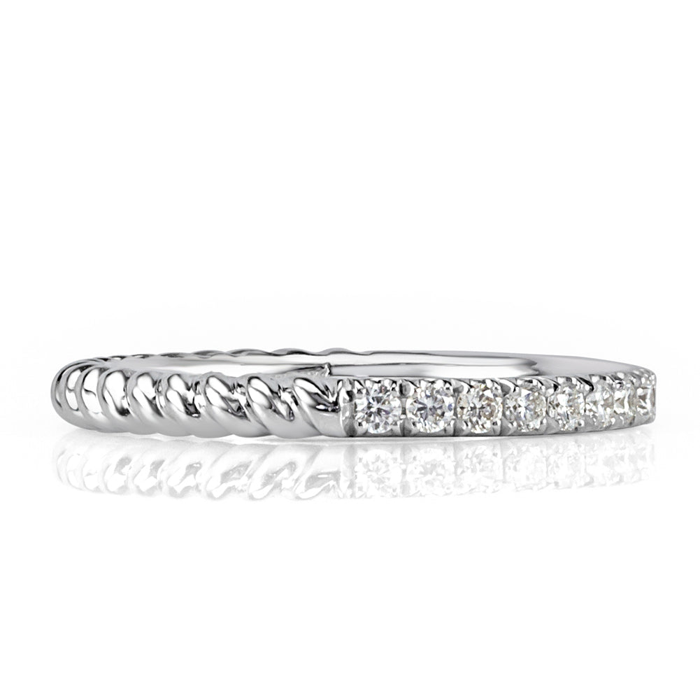 0.30ct Round Brilliant Cut Diamond Twisted Rope Wedding Band in 18k White Gold