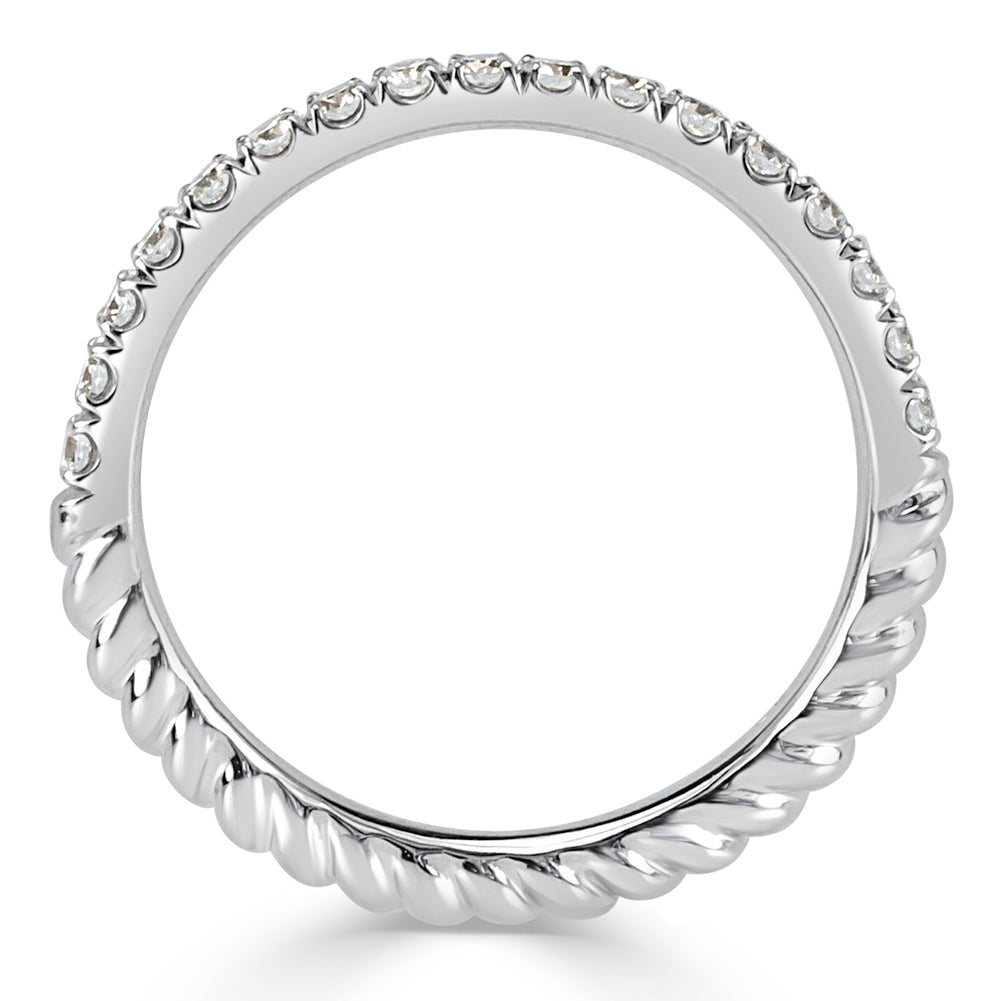 0.30ct Round Brilliant Cut Diamond Twisted Rope Wedding Band in 18k White Gold
