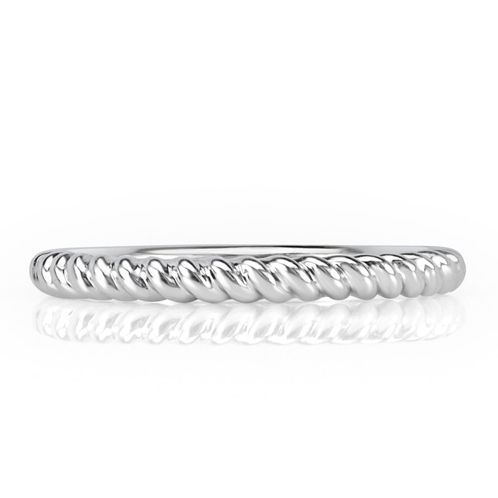 0.30ct Round Brilliant Cut Diamond Twisted Rope Wedding Band in 18k White Gold