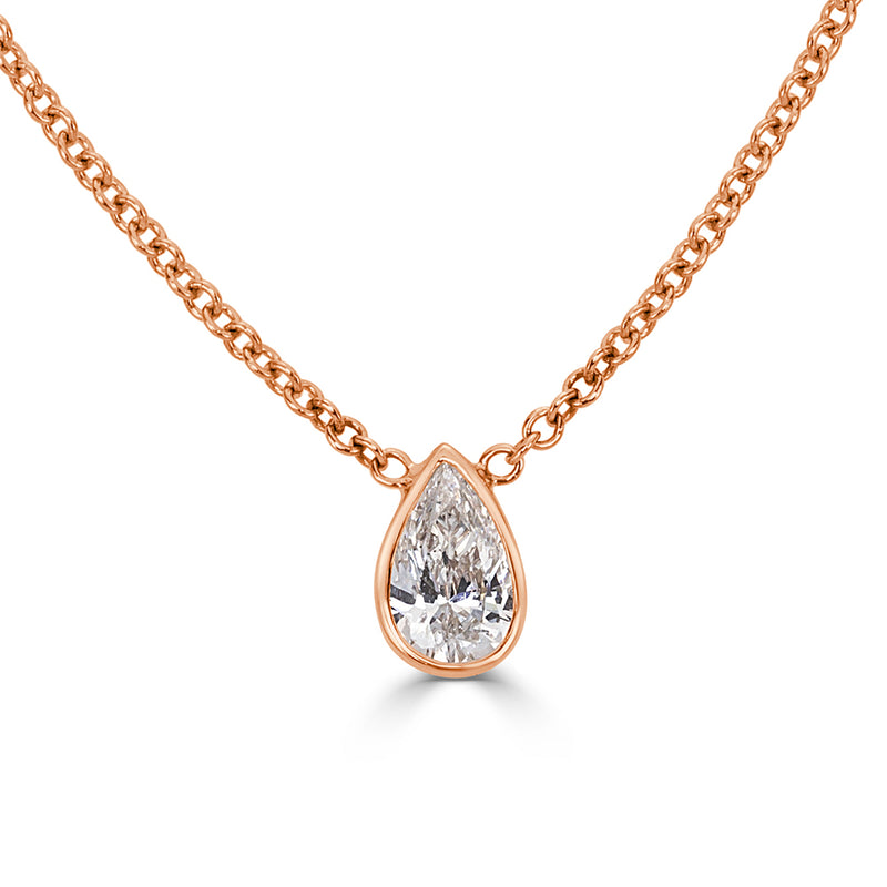 0.20ct Love Water Pear Shaped Diamond Pendant in 18k Rose Gold