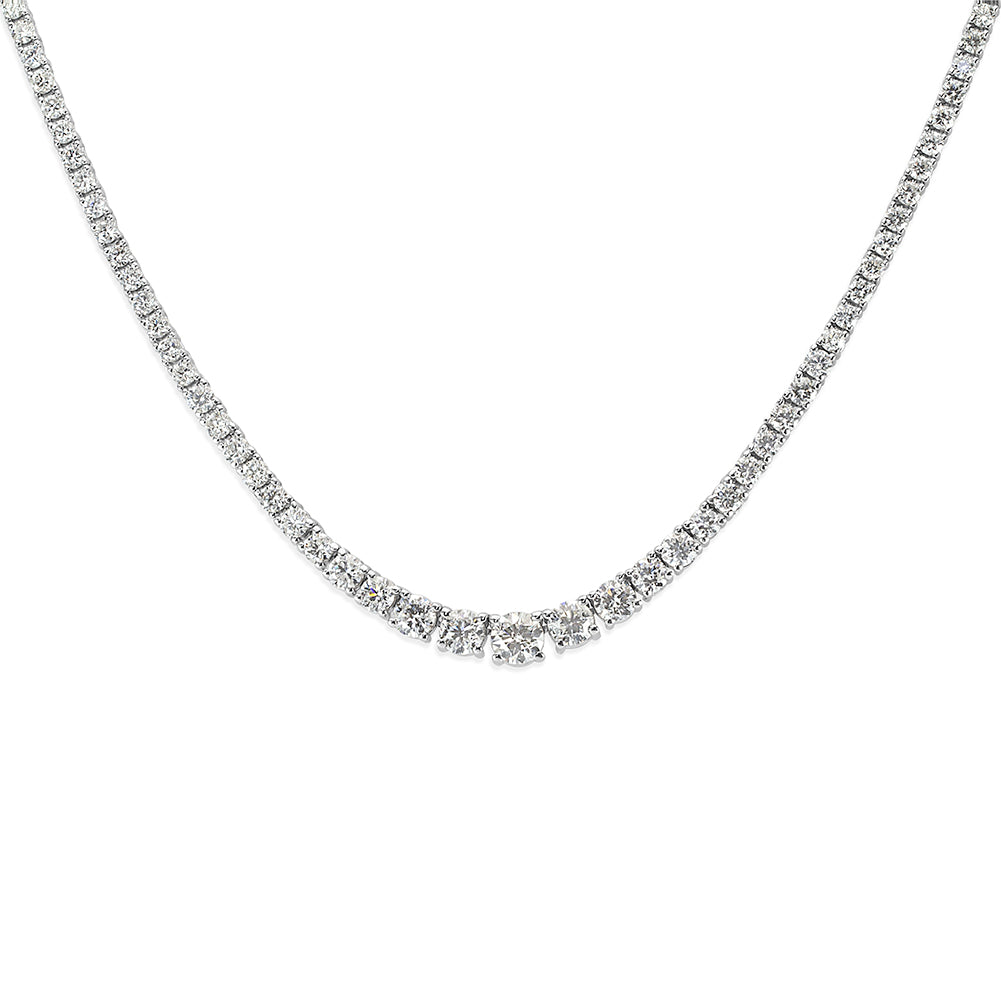 11.75ct Round Brilliant Cut Diamond Necklace in 14k White Gold in 17'