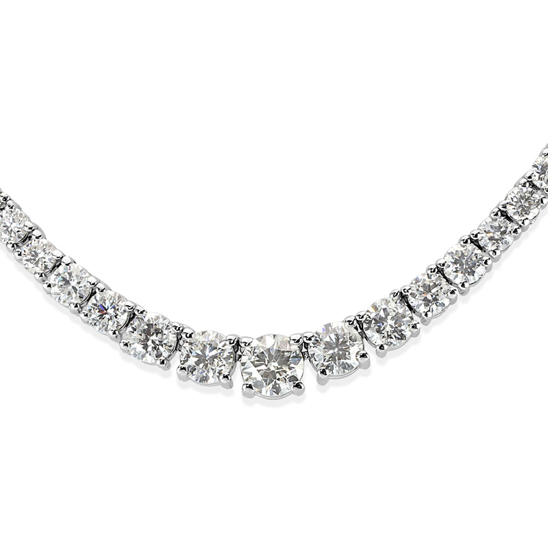 11.75ct Round Brilliant Cut Diamond Necklace in 14k White Gold in 17'