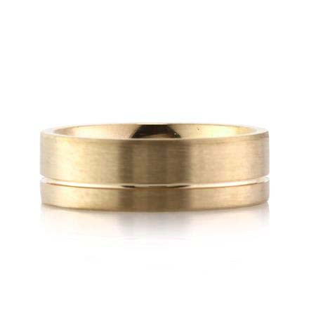 Men's Off-Centered Groove Satin Wedding Band in 18k Yellow Gold 7.0mm