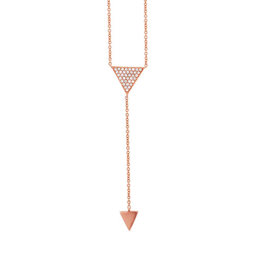 0.10ct Diamond Pave Triangle Lariat Necklace in 14k Rose Gold