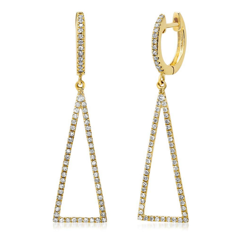 0.43ct Diamond Triangle Earrings in 14k Yellow Gold
