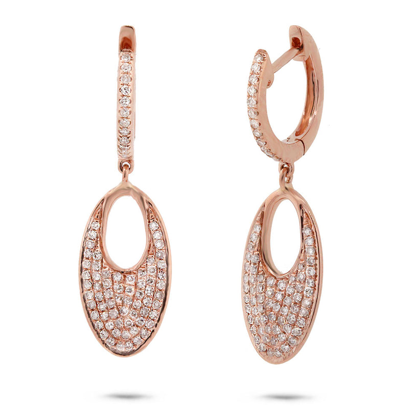 0.43ct Diamond Pave Earring in 14k Rose Gold