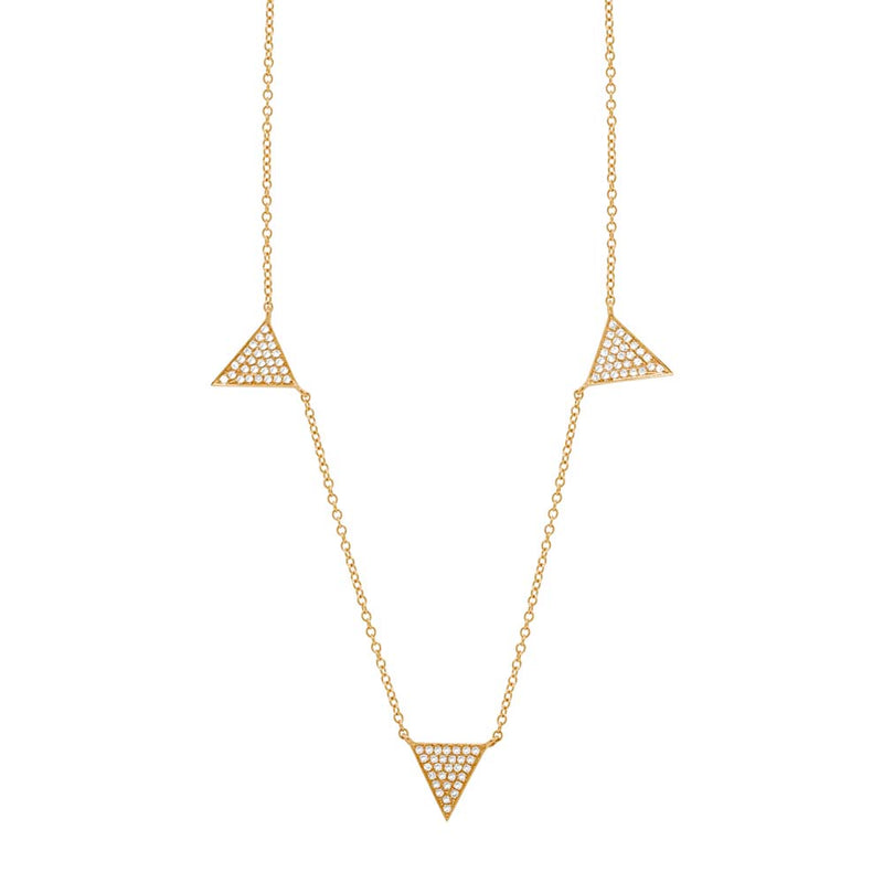 0.23ct Diamond Pave Triangle Necklace in 14k Yellow Gold