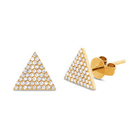0.24ct Diamond Pave Triangle Stud Earrings in 14k Yellow Gold