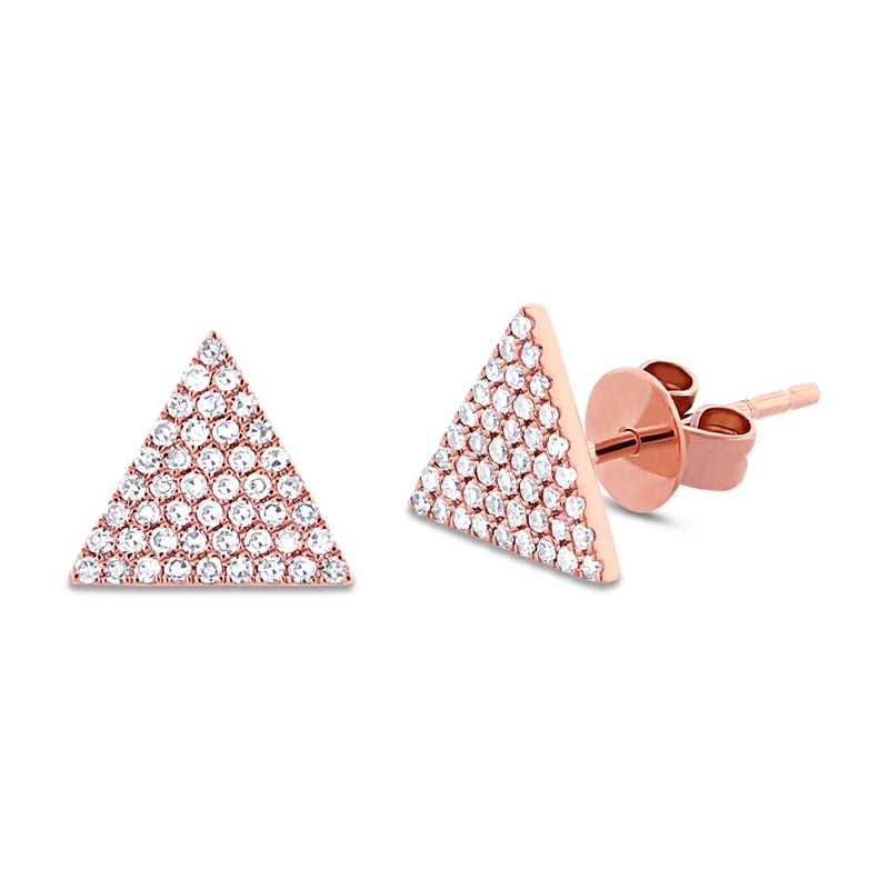 0.24ct Diamond Pave Triangle Stud Earrings in 14k Rose Gold