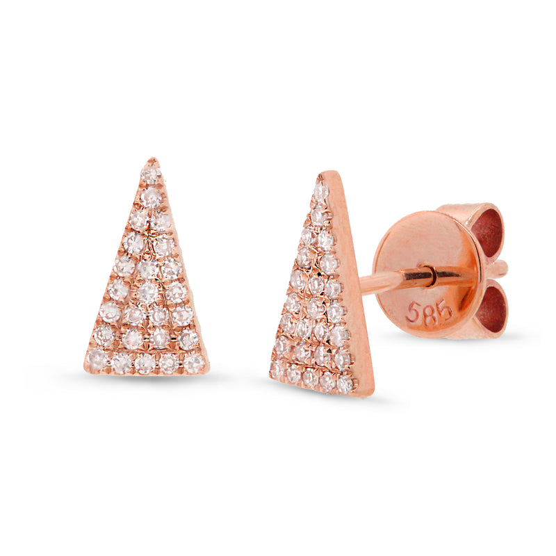 0.12ct Diamond Pave Triangle Stud Earrings in 14k Rose Gold