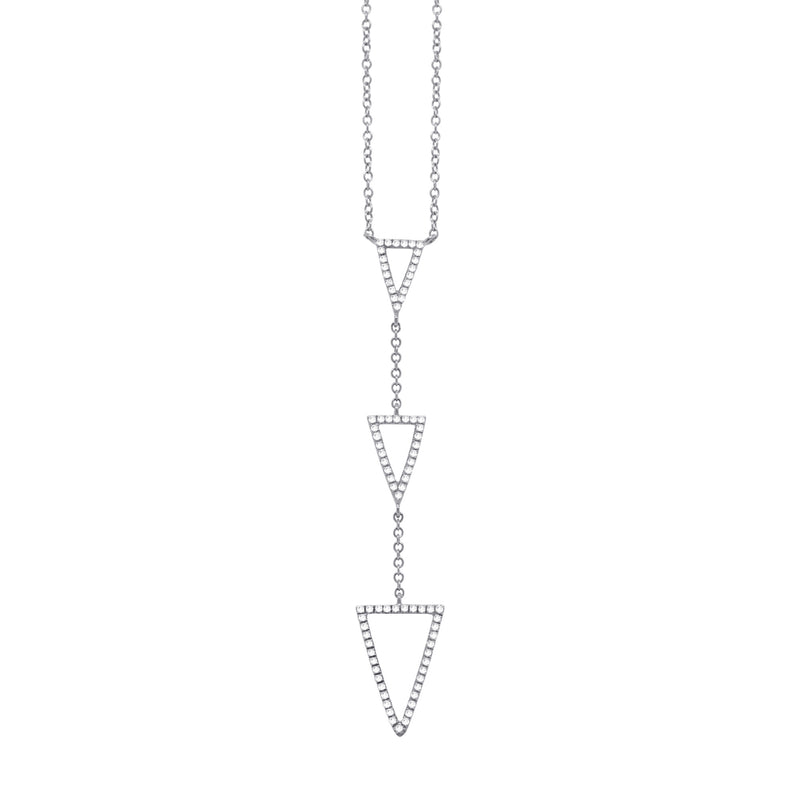 0.20ct Diamond Triangle Lariat Necklace in 14k White Gold