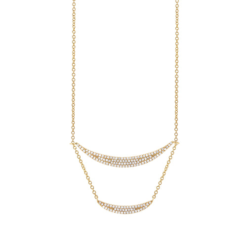 0.36ct Diamond Pave Double Crescent Necklace in 14k Yellow Gold