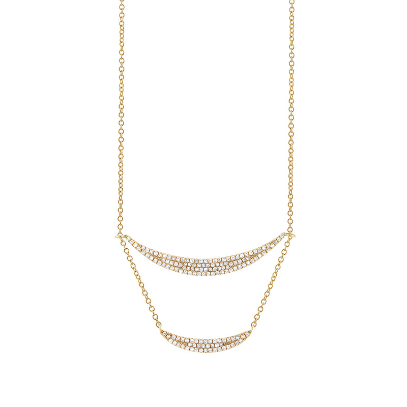0.36ct Diamond Pave Double Crescent Necklace in 14k Yellow Gold