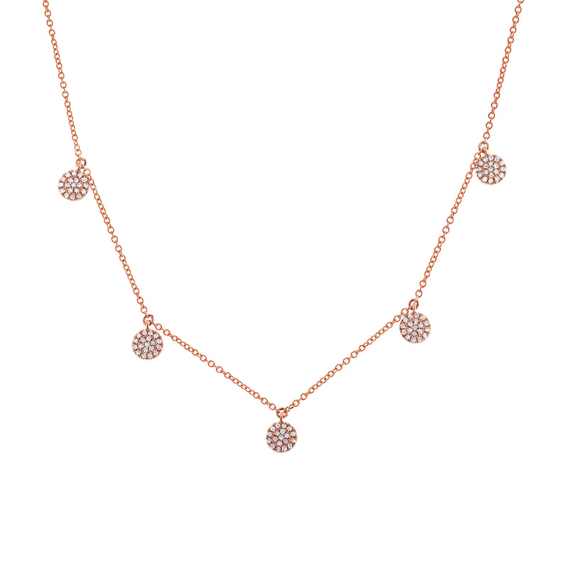0.22ct Diamond Pave Circle Necklace in 14k Rose Gold