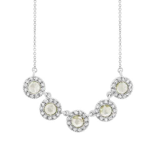 0.36ct Diamond Rose Cut Necklace in 14k White Gold