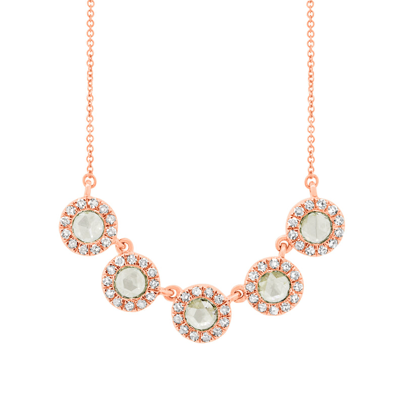 0.36ct Diamond Rose Cut Necklace in 14k Rose Gold