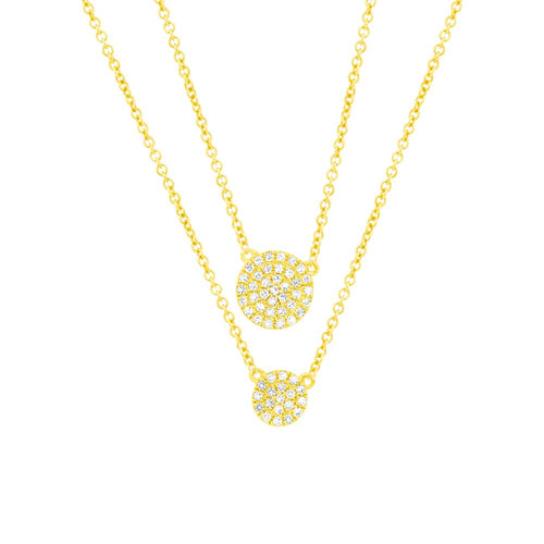 0.16ct Layered Diamond Pave Circle Necklace in 14k Yellow Gold