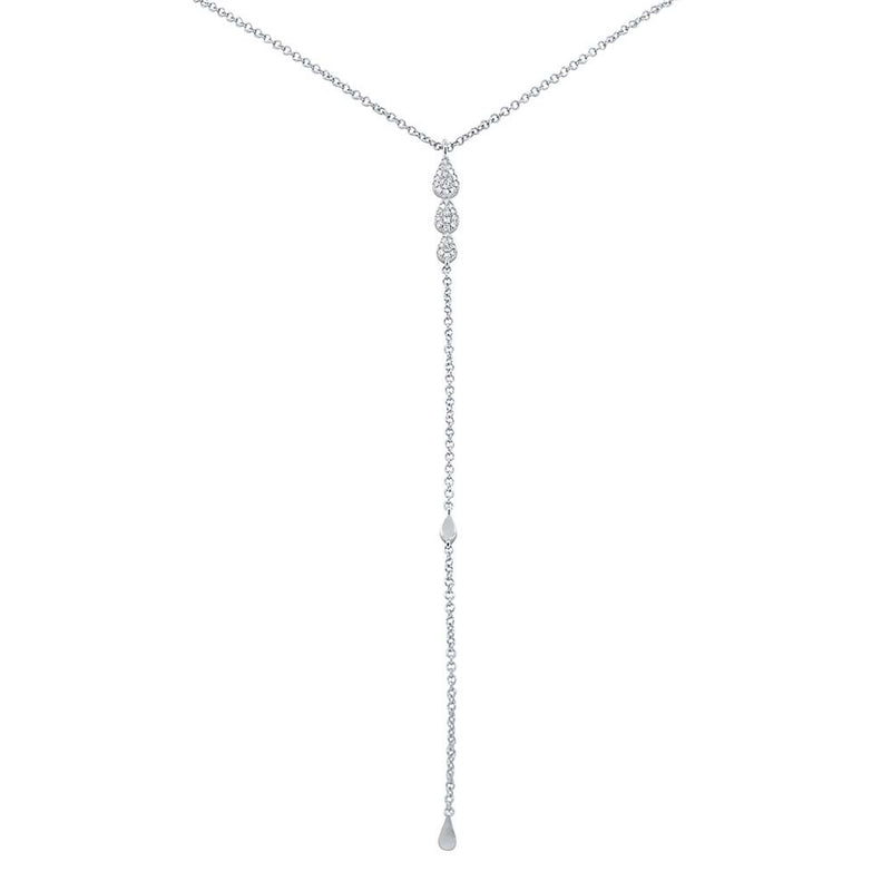 0.08ct Diamond Lariat Necklace in 14k White Gold