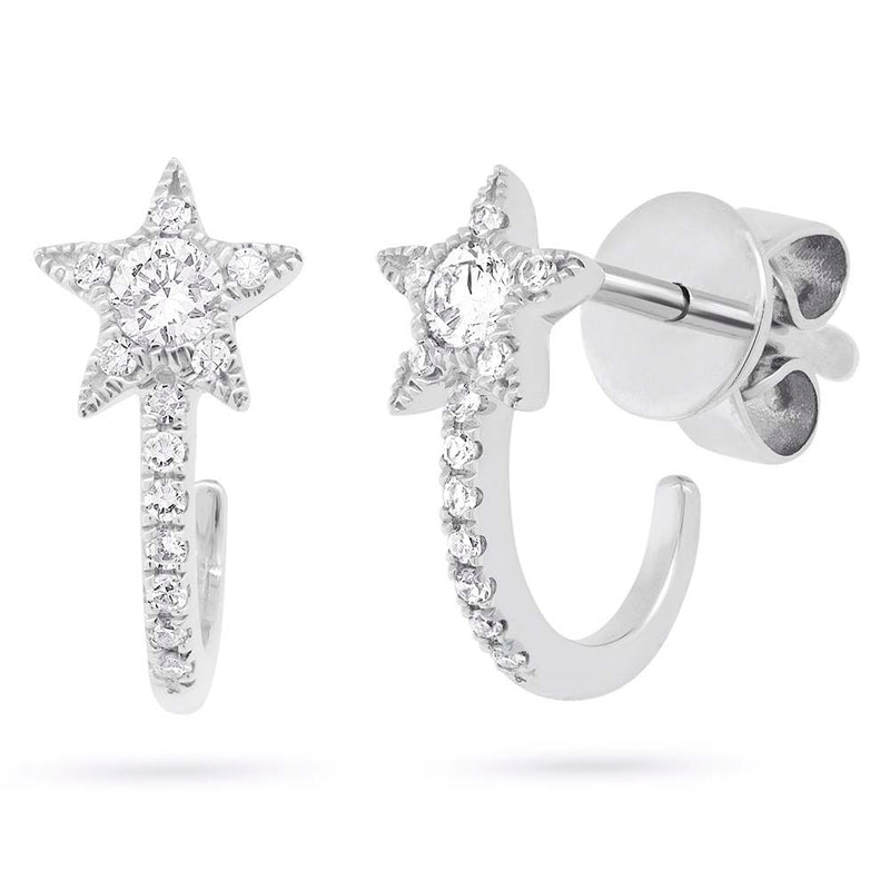 0.17ct Diamond Star Earrings in 14k White Gold