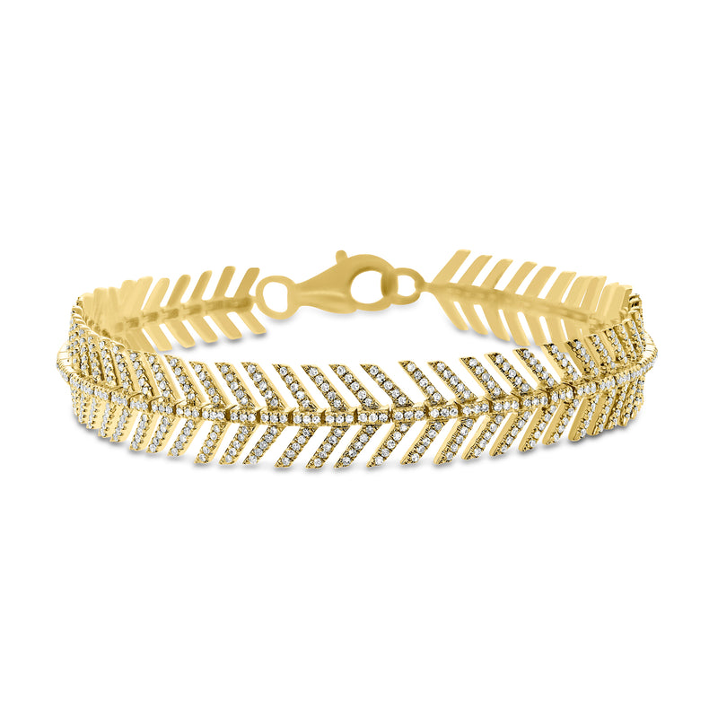 1.45ct Diamond Feather Bracelet in 14k Yellow Gold