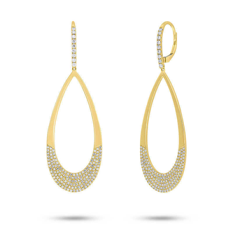 0.88ct Diamond Dangle Pave Earrings in 14k Yellow Gold