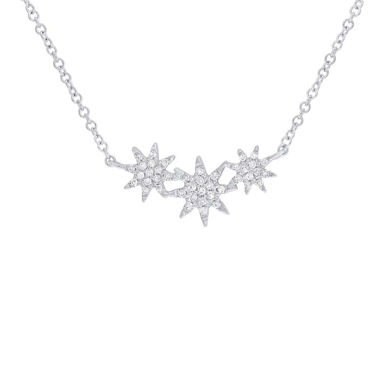 0.09ct Diamond Star Necklace in 14k White Gold
