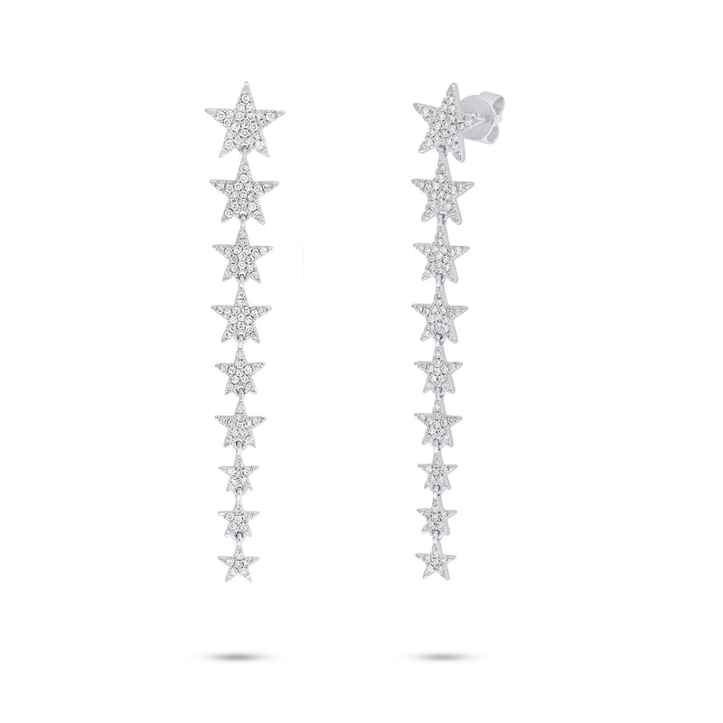 0.51ct Diamond Star Earrings in 14k White Gold