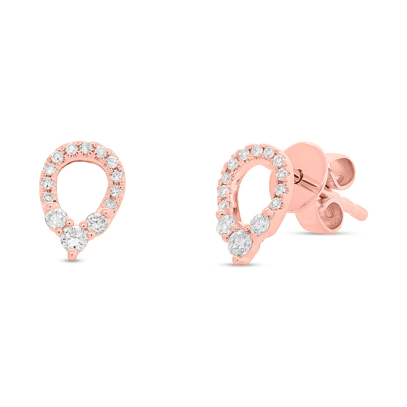 0.17ct Diamond Teardrop Stud Earrings in 14k Rose Gold