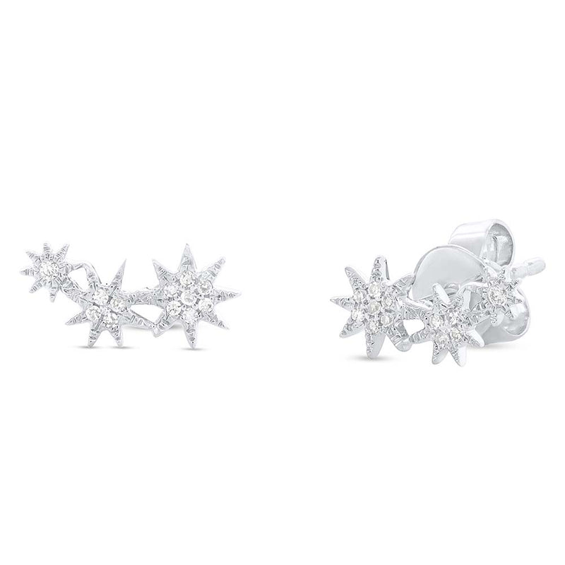 0.06ct Diamond Star Stud Earrings in 14k White Gold