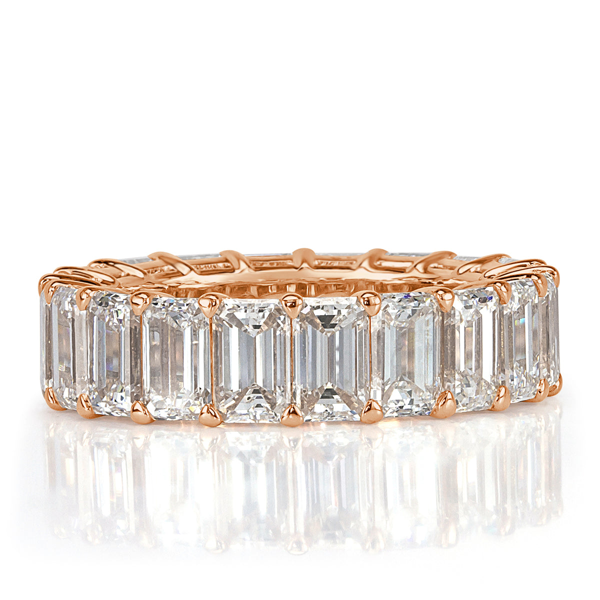 8.10ct Emerald Cut Diamond Eternity Band in 18k Rose Gold